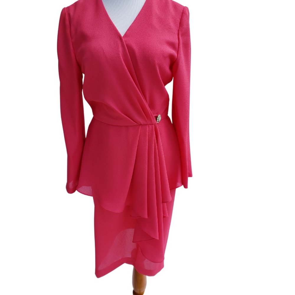 Vintage hot pink crepe suit